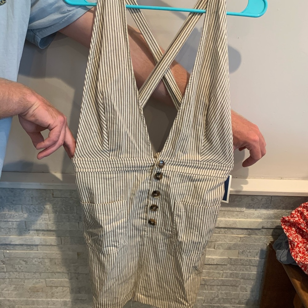 Striped overall dress